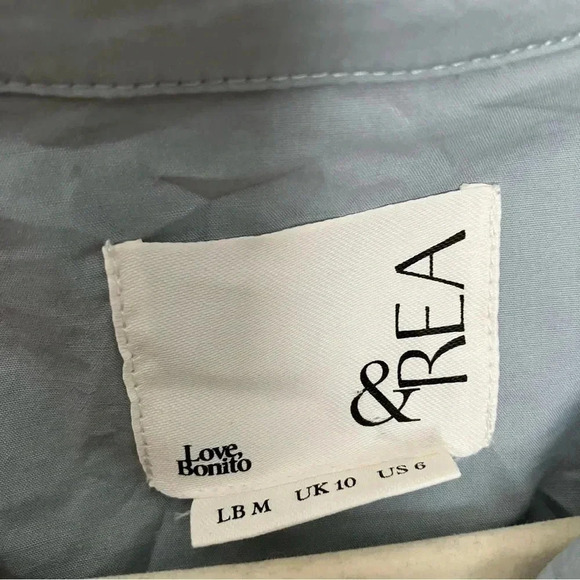 Love Bonito &REA Sana Relaxed Ribbon Tie  Shirt in Blue - Picture 4 of 10